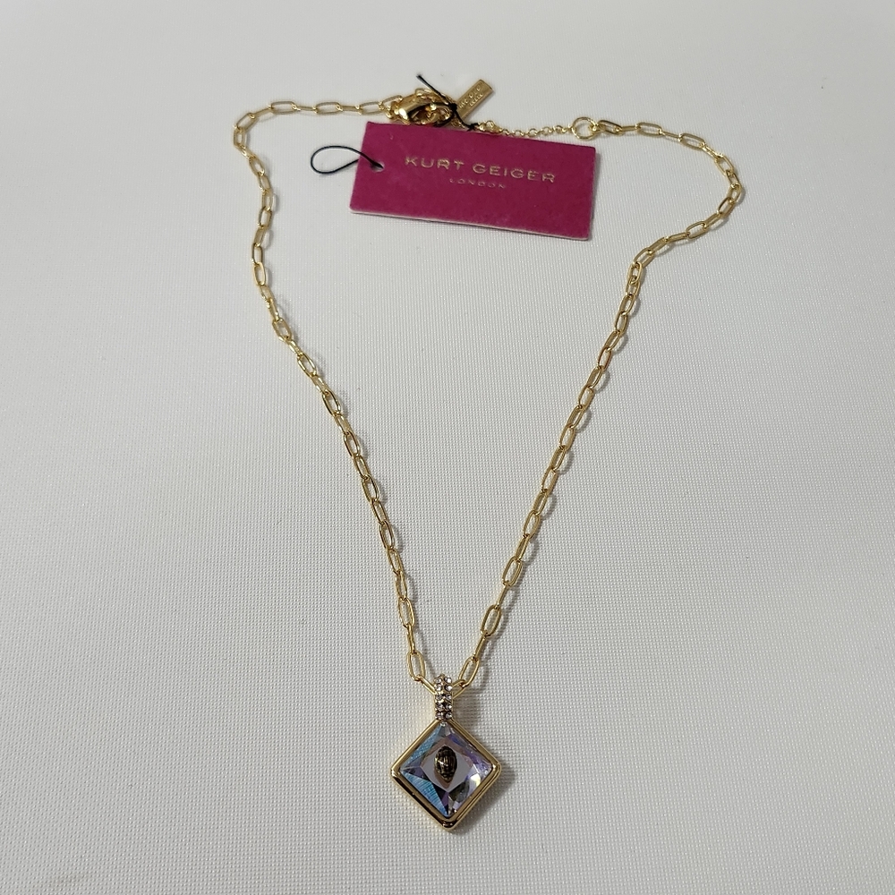 NWT Kurt Geiger Gold-Tone Eagle Head Crystal Pendant Necklace